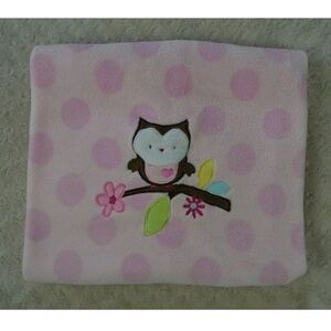 Circo Pink Owl Baby Blanket Polka Dots Heart Brown Tree Branch Leaves Flower